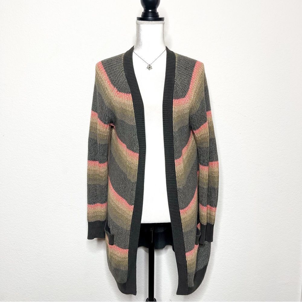 Gap Women's Striped Long Open-Front Cardigan Size Small